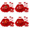 Baby Girls Christmas Outfits 4pcs Suit Newborn Romper Tutu Dress Headband Leg Warmer Shoes Toddler Clothes