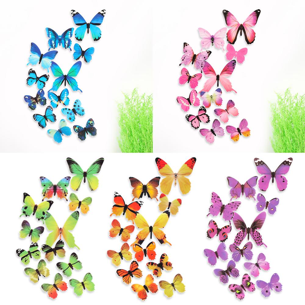 Wedding Ornament Folding Wings Single Layer 3D Decals Wall Art PVC Mural Butterly Wall Sticker