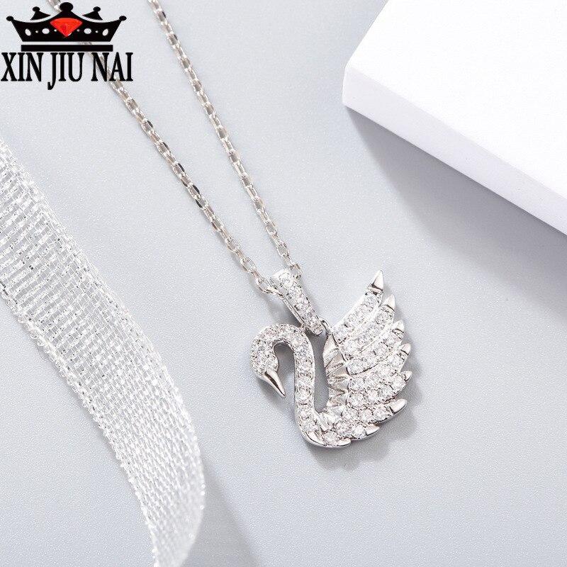 Новое поступление, супер блестящий свежий милый женский кулон в форме лебедя из стерлингового серебра 925 пробы с цирконием 5a