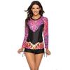 New Beach Sunscreen Long-sleeved Swimsuit Printed High-waisted Surfing Swimsuit Wetsuit