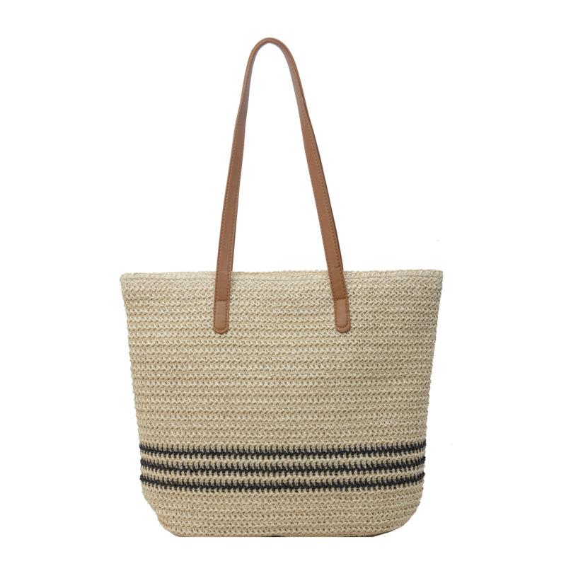 Большая вместительная модная сумка ручной работы, весенне-летняя женская универсальная сумка через плечо, плетеная соломенная сумка-тоут