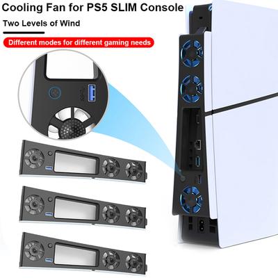 Тихий кулер для консоли PS5 Slim с регулируемой скоростью. Бесшумный улучшенный охлаждающий вентилятор со светодиодной подсветкой для Playstation 5 Slim.