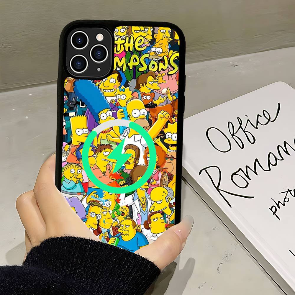 Смешной мультяшный чехол для телефона S-Simpsons Для IPhone 17 Air 16 15 14 13 12 11 Pro Max Plus Для Magsafe Беспроводная зарядка Чехол