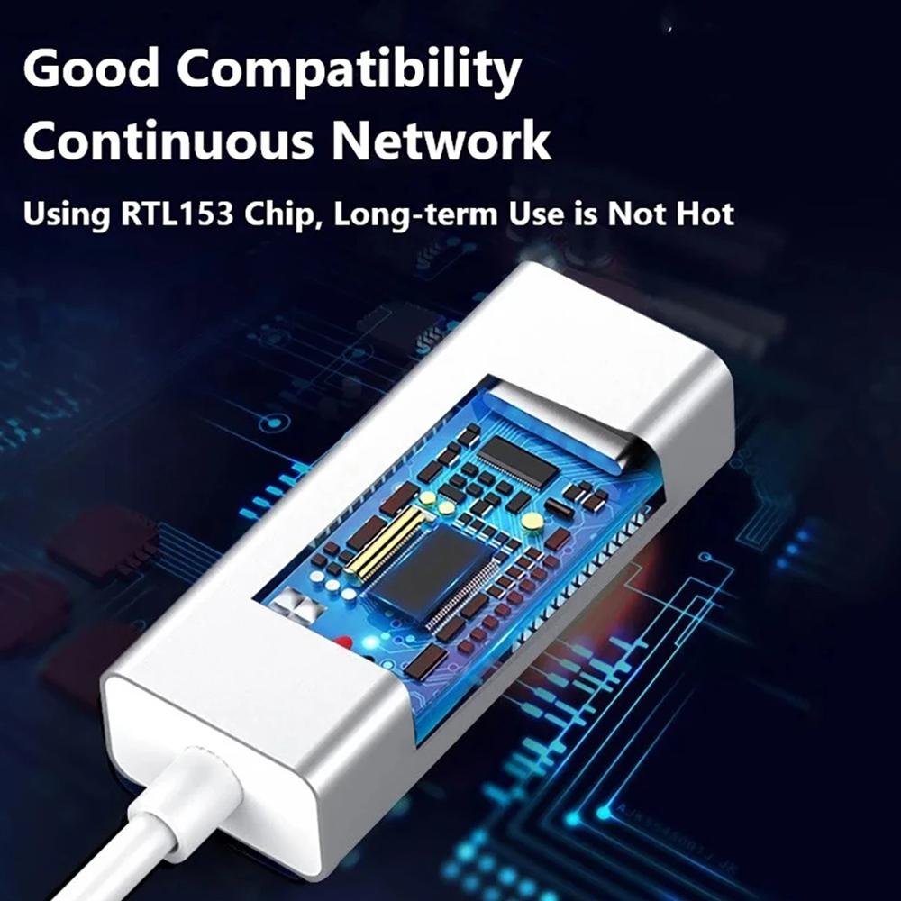 Адаптер USB Ethernet Type C к RJ45, 100 Мбит/с, Plug and Play для ПК, ноутбука, настольного компьютера