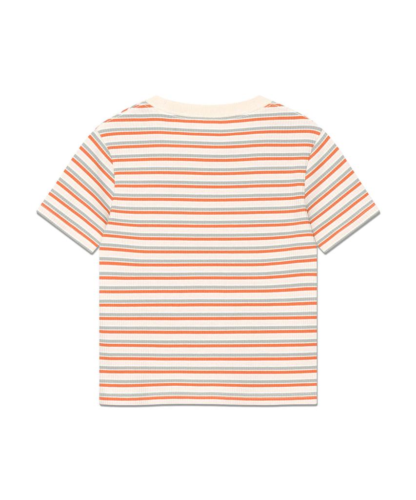 LEE Women Ribbed Stripe T-Shirt Orange