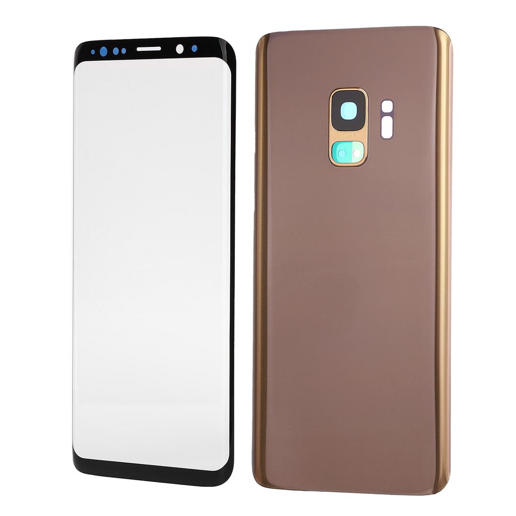Phone Rear Back Glass Cover Front Screen Glass Lens Replacement Set for Samsung S9 G960Gold