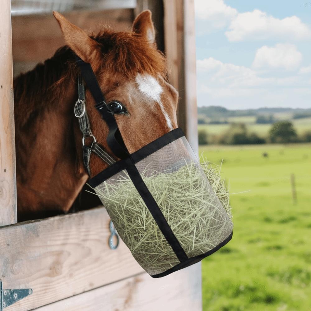 Multi-color Leak-Proof Horse Feeding Bag Elastic Mesh Hay Feeder Tote Adjustable Breathable Mouth Dry Grass Bag Training