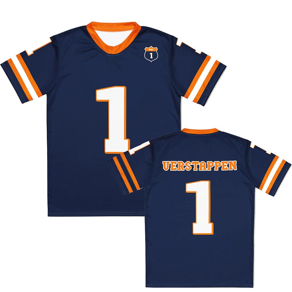 Макс Номер 1 Ферстаппен Футболки с коротким рукавом Унисекс Уличная одежда 3D-печать Футболка Повседневная Свободная с круглым вырезом Одежда