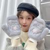 Plush Gloves, Winter Women's Thickened Warm Windproof Bag with Fingers, Students Hanging Necks, Hot-selling Wind Strawberries