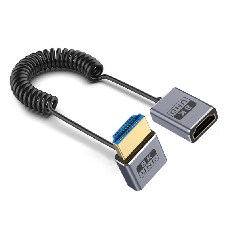 Тонкий витой видеокабель 8K60 Гц 2.1, 48 Гбит/с, с пружинным дизайном шнура, повышает гибкость и долговечность, 70 см / 27,56 дюйма