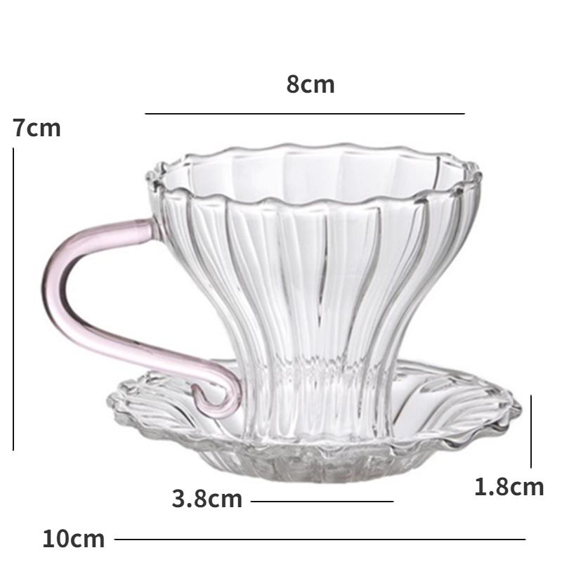 Простая полосатая стеклянная чашка для чая в европейском стиле с подносом, высокие термостойкие кофейные чашки из боросиликатного стекла