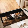 3D Cute Kitten Doormat Cartoon Cat Paw Wooden Board Pattern Non Slip Floor Mat For Front Door Entryway Home Decor