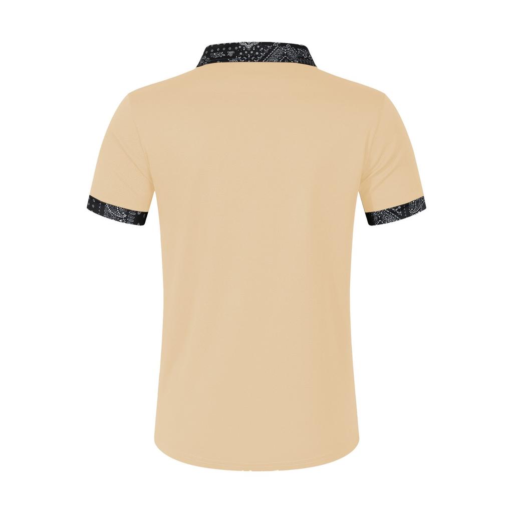 Мужская мода воротник принт свободные рубашки поло короткий рукав отложной воротник однотонный простой топ футболка