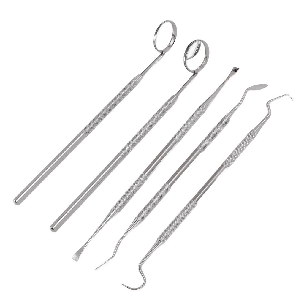 Набор инструментов для ухода за полостью рта, 5 шт., нескользящая ручка из нержавеющей стали для удаления налета для чистки зубов