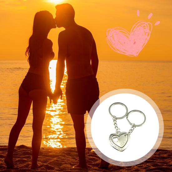 1 пара брелок для пар, одинаковые цепочки с сердечками, нержавеющая полированная цепочка для брата, сестры, лучших друзей, связанные брелоки, брелки для ключей дружбы, подарки