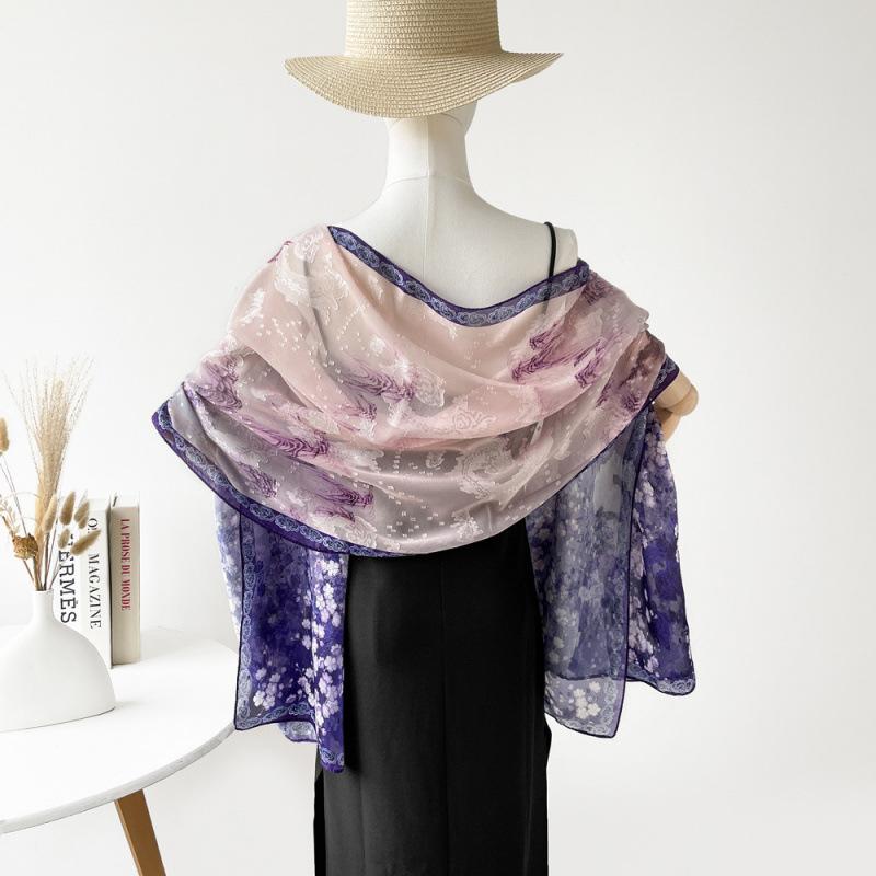 Национальный стиль и национальные тенденции Зеленый ажурный цветочный шаль для ужина для женщин Новый шелковый шарф с принтом ручной работы Высококачественный свадебный шарф