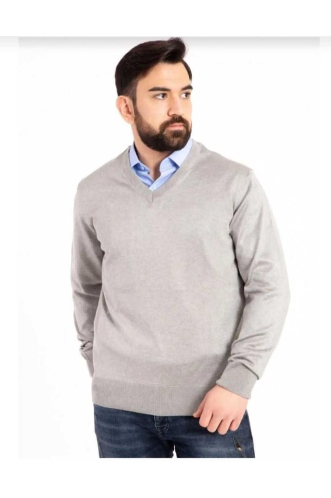 Men's Plus Size Plus Size Sweater Men's Thin Wool Knitwear Knitted Regular Dad V-Neck Sweater