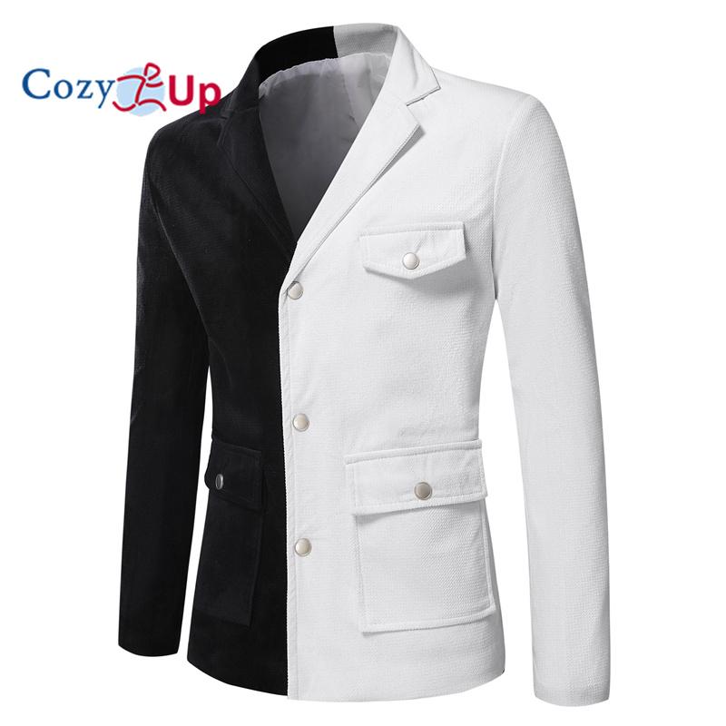 Cozy Up Мужской черно-белый лоскутный цветной пиджак Luxo Masculino, корейский модный мужской свадебный костюм, праздничное платье для жениха, костюмы, куртки