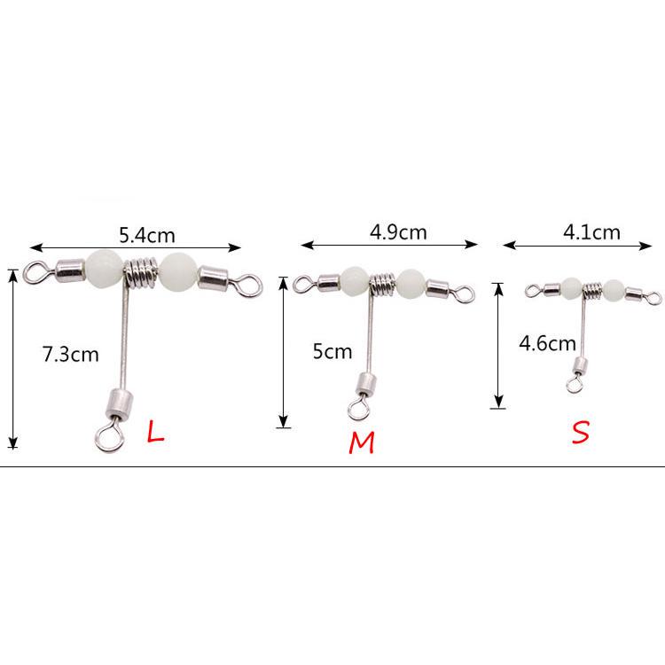 20pcs Luminous Beads /Swivel / 3-Way T Shape Stainless Wire Arms Fish Rig Branch Balance Fishing Tackle Accessories