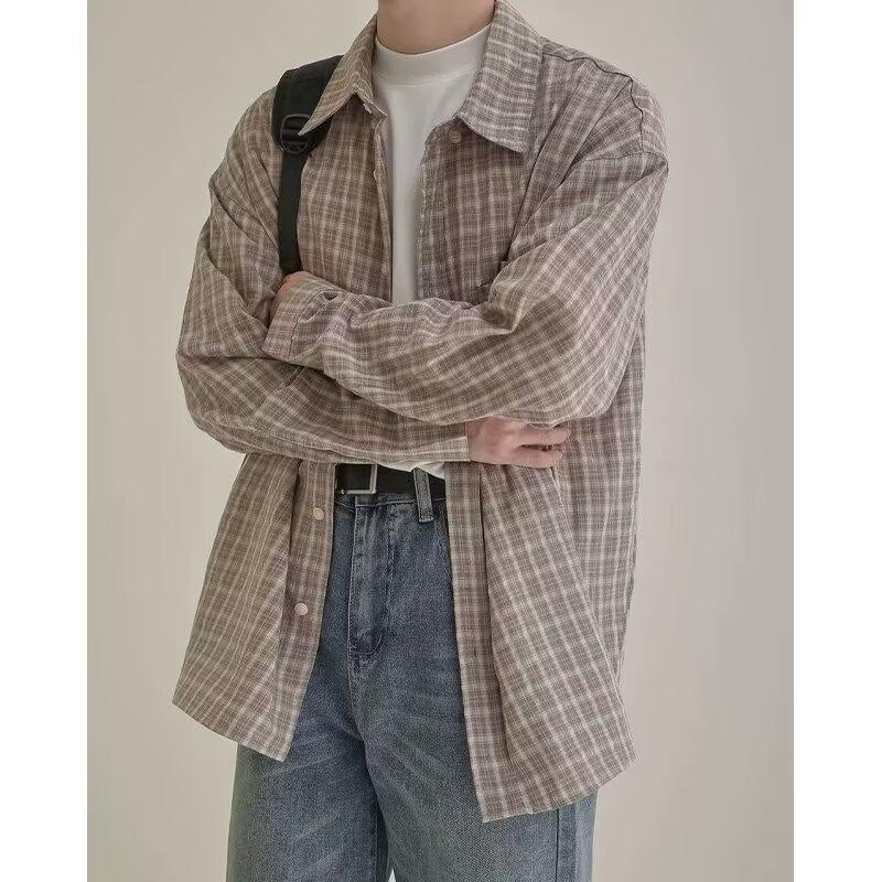 Рубашка с длинным рукавом с буквенным принтом 2024 года в японском стиле в стиле Гонконга, свободная рубашка для мальчиков, летнее модное универсальное повседневное пальто