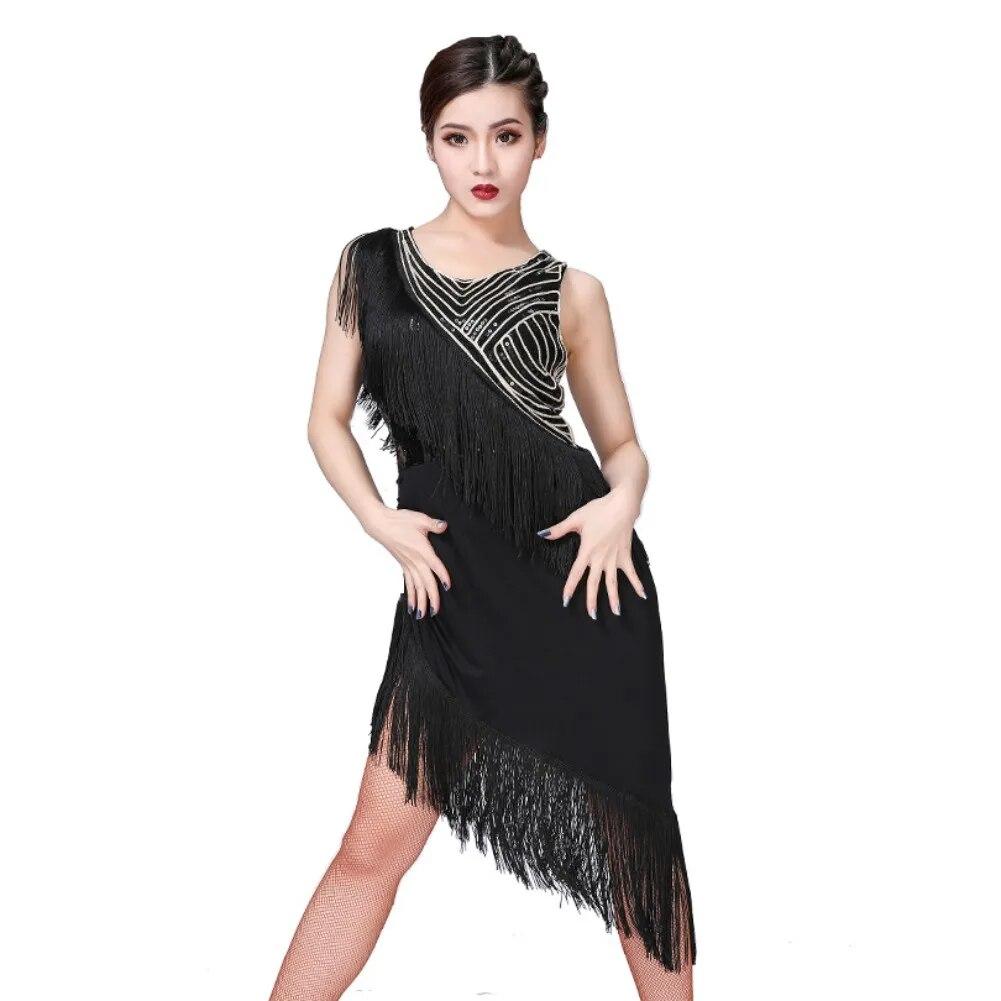 Юбка для латинских танцев с блестками и бахромой для взрослых, одежда для выступлений, одежда для тренировок