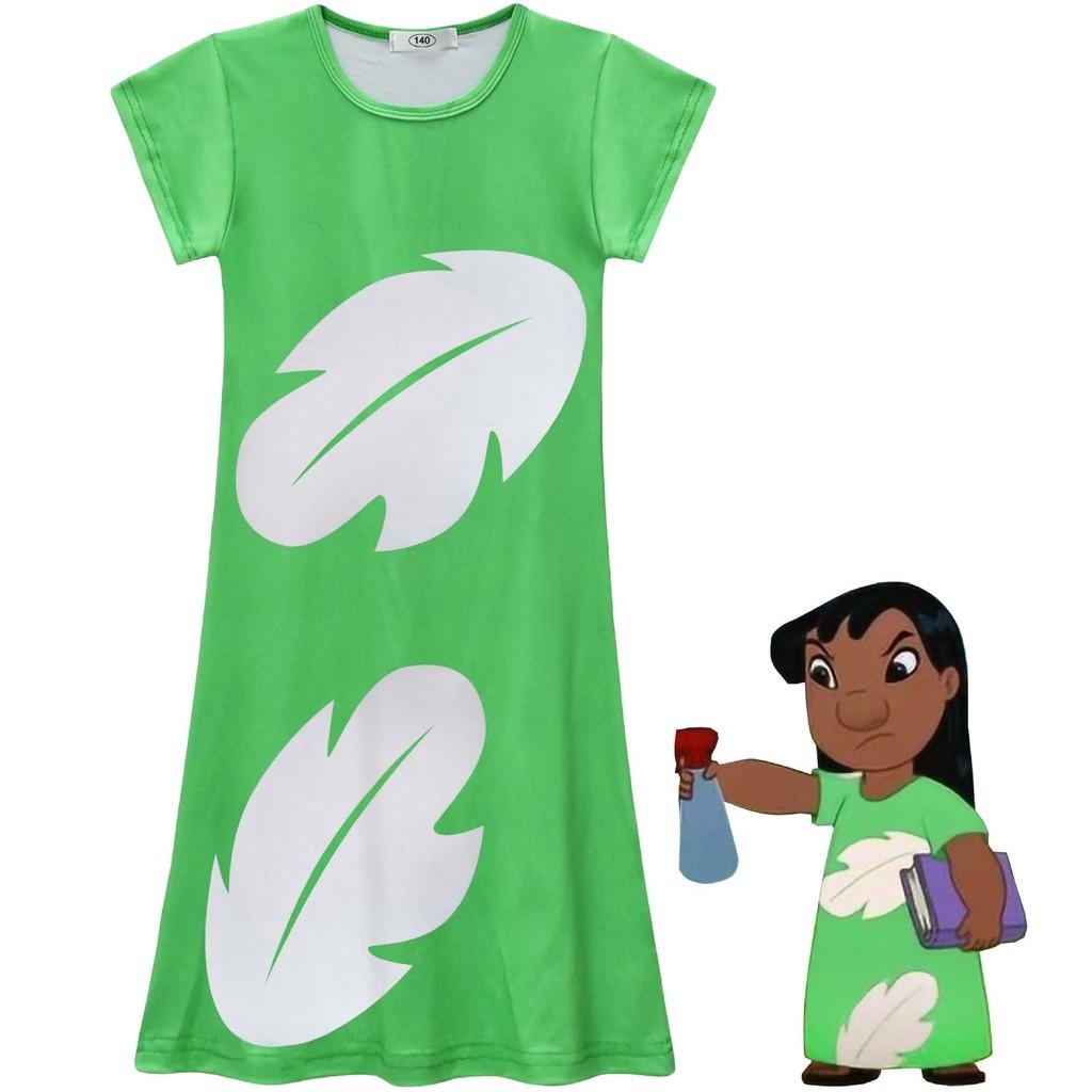 Lilo And Stitch Girl Dress With Polyester Fabric And Abstract Print For Spring Autumn Playtime
