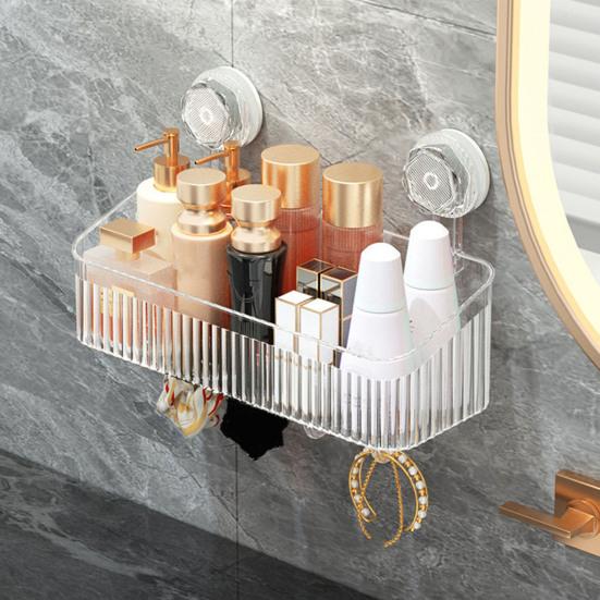 Стеллаж для хранения на присосках, органайзер для ванной комнаты и кухни, большая вместимость, прочная несущая способность, простая в установке подвесная полка для душа