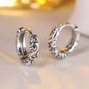 Silver Color Punk Hoop Earrings for Women Vintage Engraved Unisex Small Earrings Ear Accessories Rock Prom Party Jewelry Gifts