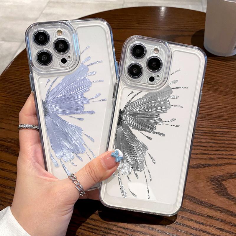 Для iPhone 15 Pro Max Чехол Роскошный Позолоченная Бабочка Прозрачный Силиконовый Чехол Для iPhone 14 Pro Max Funda iPhone 13 12 11 16 16E 17 Air