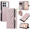 For Xiaomi Redmi K70E 5G/Poco X6 Pro 5G Leather Case Rhombus Grid Wallet Crossbody Phone Cover