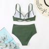 Купальники с эффектом пуш-ап, женский купальник, бикини с высокой талией, однотонный комплект бикини, сексуальный комплект бикини, женский купальный костюм, купальный костюм, пляжная одежда