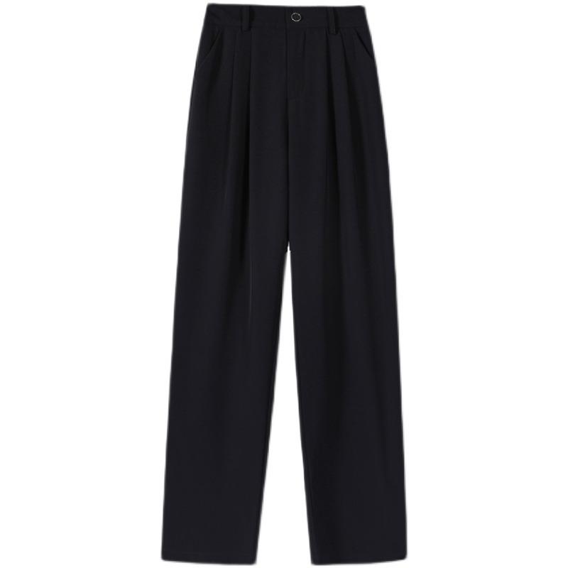 Модные повседневные широкие длинные брюки, новинка 2024 года, офисные брюки с высокой талией, женские прямые свободные брюки с драпировкой, летние тонкие однотонные простые брюки 2705