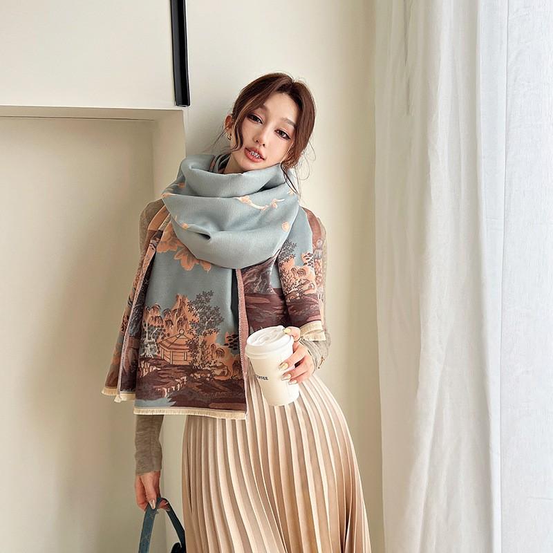 Womens Thick Warm Knitted Scarf With Tassels Viscose Winter Shawl Wrap Elegant Long Style Cold Season