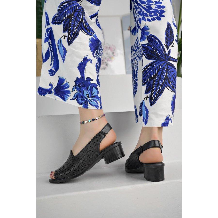 Женские повседневные удобные сандалии из натуральной кожи на среднем каблуке