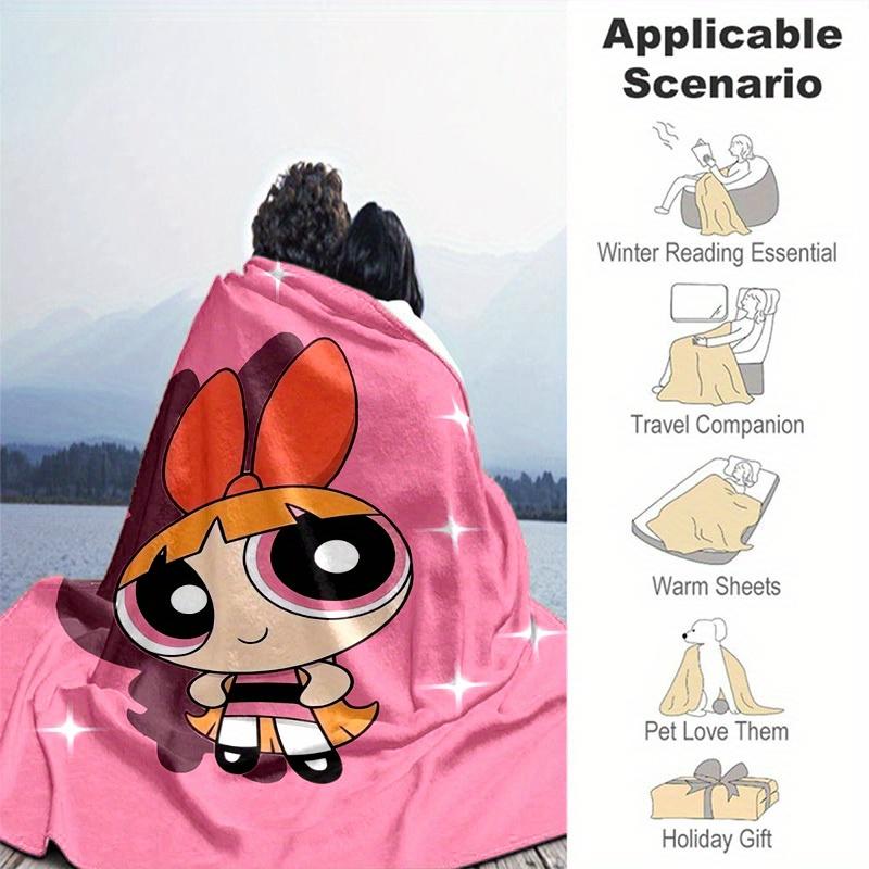 1 плюшевое одеяло Powerpuff — мягкое и удобное для всех сезонов, отличный подарок!A043028m