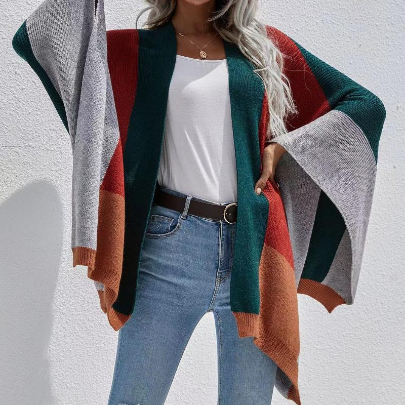 IHUASU Осенне-зимний женский клетчатый большой размер свободный вязаный кардиган куртка джемпер женский