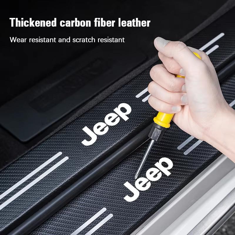 Для Jeep Jeep Автомобильная Пороговая Накладка Анти-Ступенька Углеродное Волокно Защитная Наклейка Для Jeep Renegade Compass Grand Cherokee Wran
