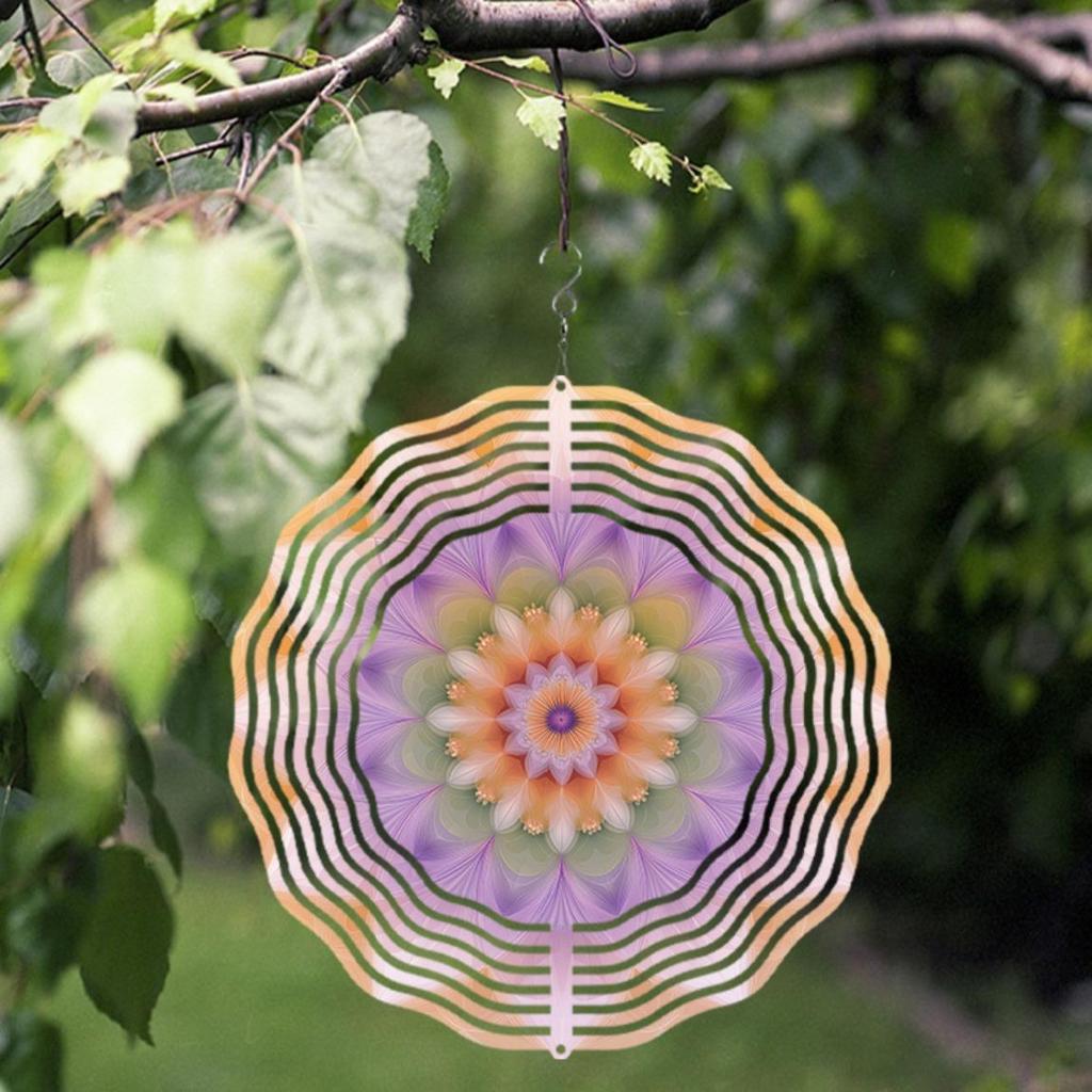 Яркий фиолетово-оранжевый металлический колокольчик с крючком, вращающимся на 360 градусов, уникальный спиральный дизайн, уличный садовый декор для весны, лета, осени, креативный подарок