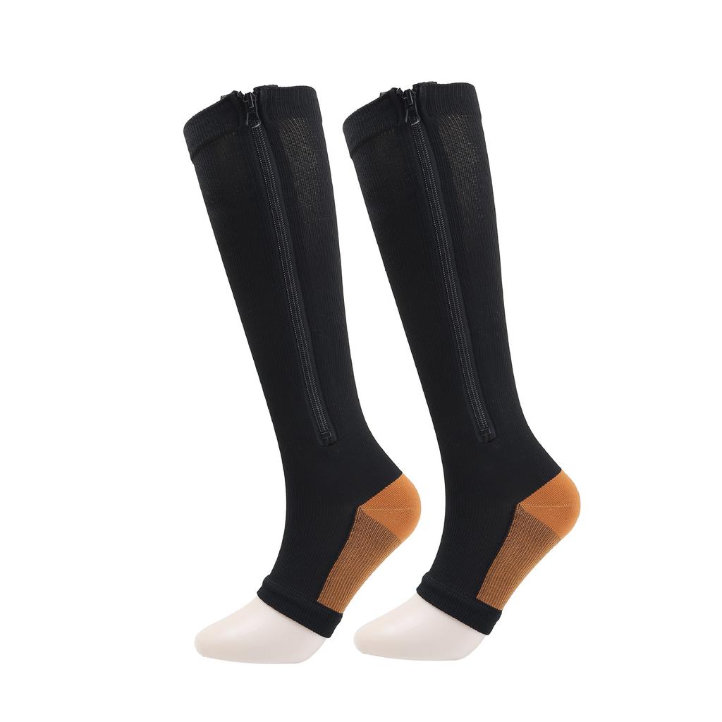 Zippered Compression Socks Thigh-High Zipper Toeless Design Compression Stockings for Men & Women High Quality Nylon Fabric