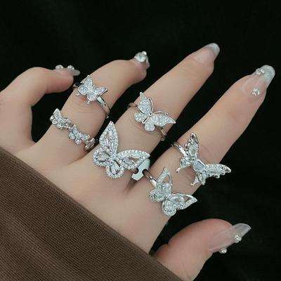 Элегантное открытое кольцо с бриллиантом «Бабочка» — роскошный и модный дизайн для женщин