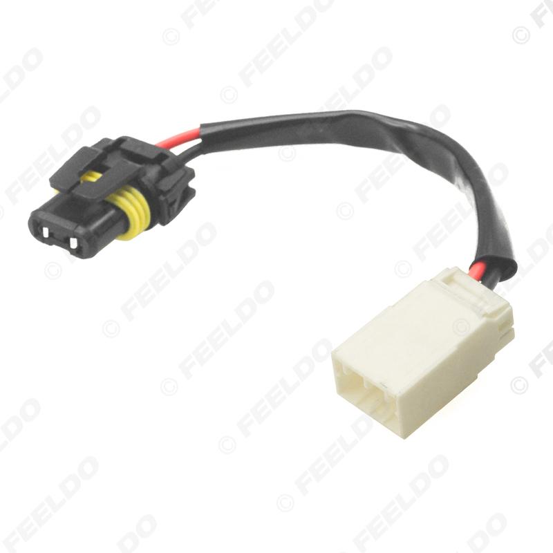 FEELDO 1PC Car HID LED Bulb Headlight Plug Adapter For Mitsubishi 4Pin Socket To 9005 Car Light Cord Connector Wire Harness