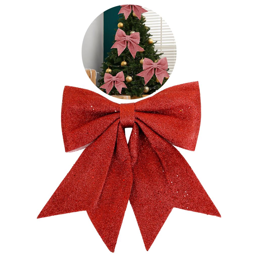 Large Sparkling Bow Glitter Christmas Ribbon Bowknot XmasTree Hanging Ornaments New Year Home Decorations Navidad 2024