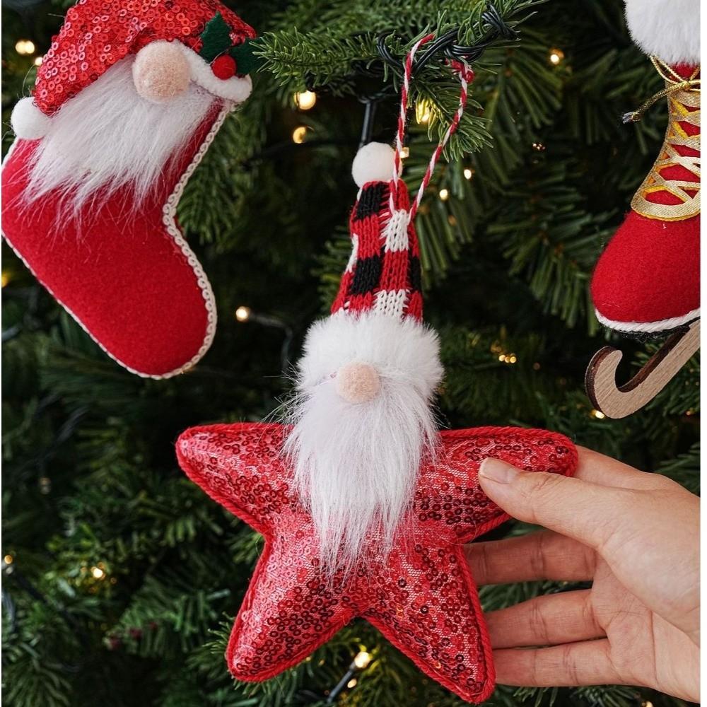 Assorted Shapes Christmas Fabric Ornament Foam Inner Holiday Fabric Charm Seasonal Display