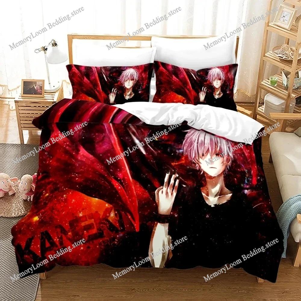 3D-принт аниме Tokyo Ghoul Комплект постельного белья Пододеяльник Постельный комплект Одеяло Наволочка Одеяло King Queen Size Постельное белье для мальчиков и взрослых