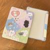 For iPad Pro12.9 Pro 11 2022/21New Cute Cat Sticker Silicone Full Cover Flat Protective Case Air Bag Tri-fold Air4/510.9 Air3 10.5 With Pencil Holder