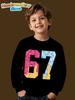 6 7 Meme Kids Sweatshirts Funny Digital Graphic Round-Neck Hoodie Casual Long Sleeve Top Loose Streetwear Fashion Girl Clothes