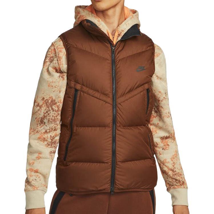 Nike Down Vests Men's Brown Stand Collar Moderate Other (Unisex) Down Vests DV1136 259