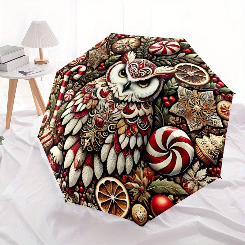 1pc Holiday Festive Compact Travel Umbrella, Automatic Folding Lightweight Windproof 8-Bone Reinforced Design,012133