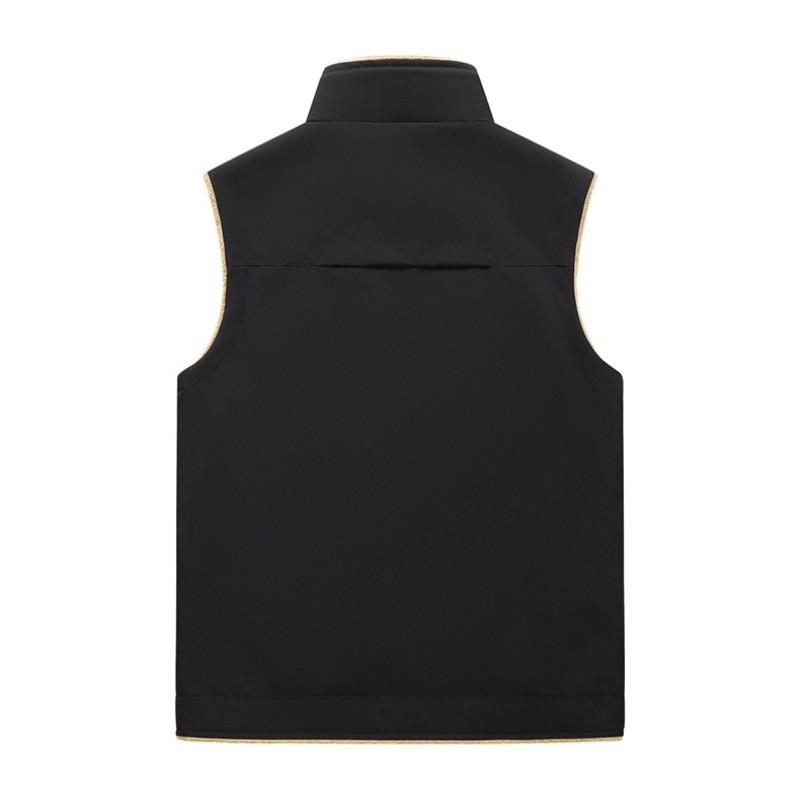 Men's Fleece Multi-pocket Cargo Vest Autumn and Winter New Stand Collar Thickened Outdoor Sports Vest