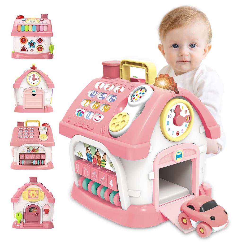 REMOKING Multifunctional Baby Montessori Educational Toy with Sound and Ages and Baby Toy with Car and Christmas Kindergarten Teaching Preschool Entry